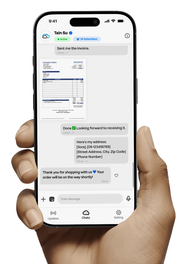 TainChat messaging